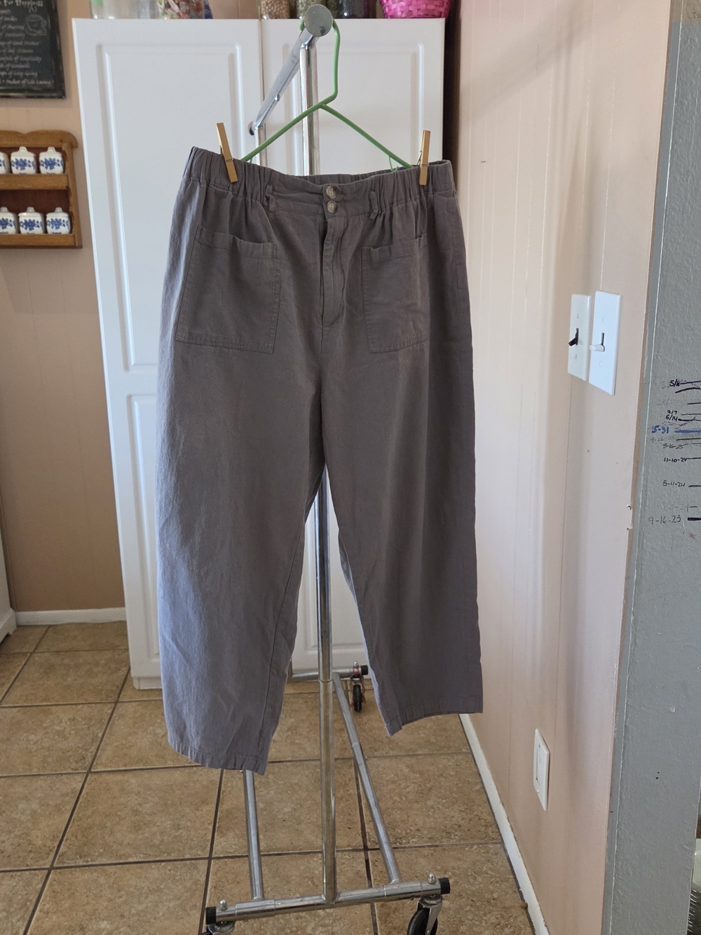Women's Relaxed Fit Gray Linem/Cotton Pants